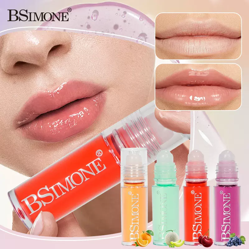 BSIMONE4色趣味水果滚珠设计唇油 质地丝滑香润丰唇秋冬必备唇油