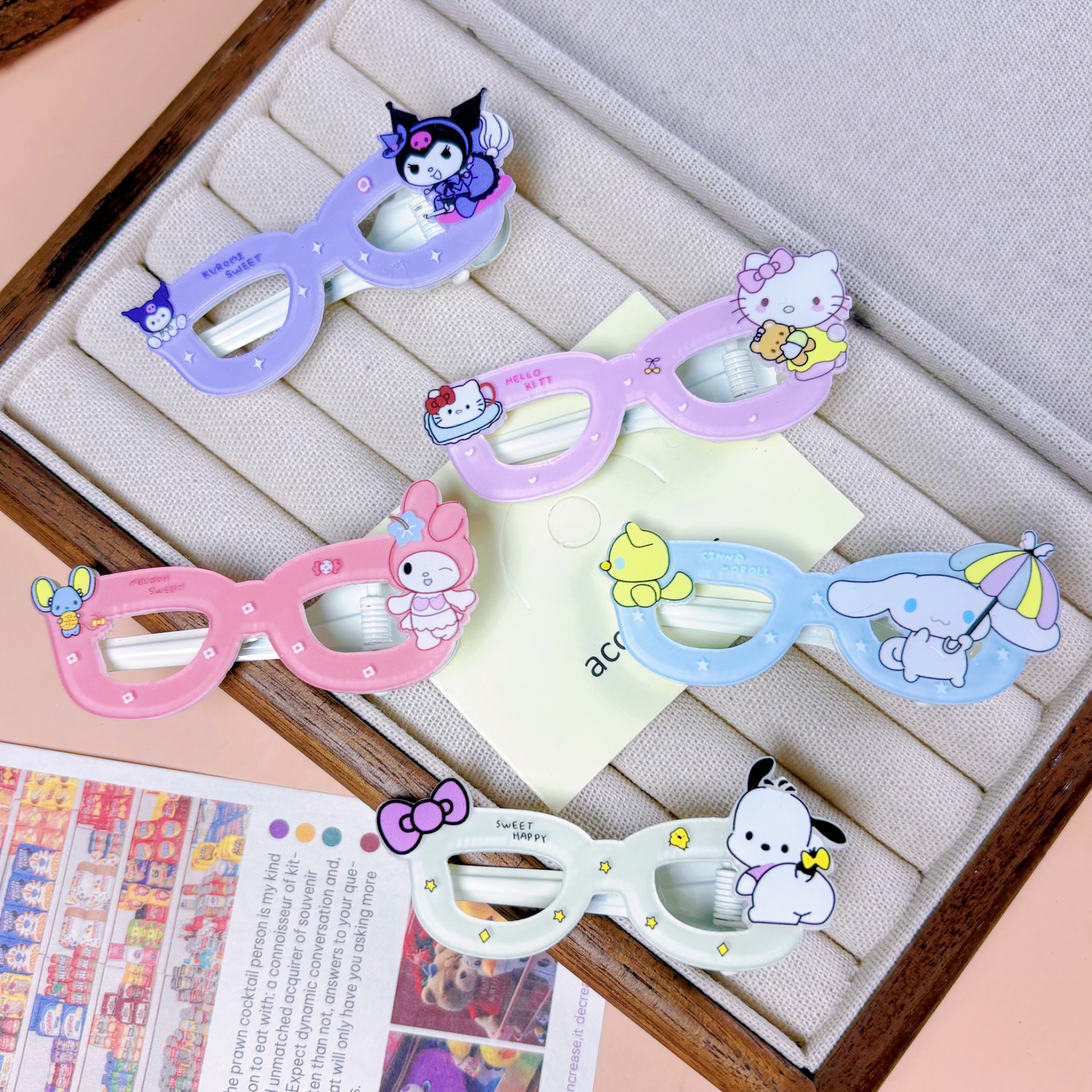 New Sweet Candy Color Cinnamon Dog Glasses Hairpin Cartoon Girl Heart Side Clip Sweet Cool Hairpin Hair Accessories Wholesale