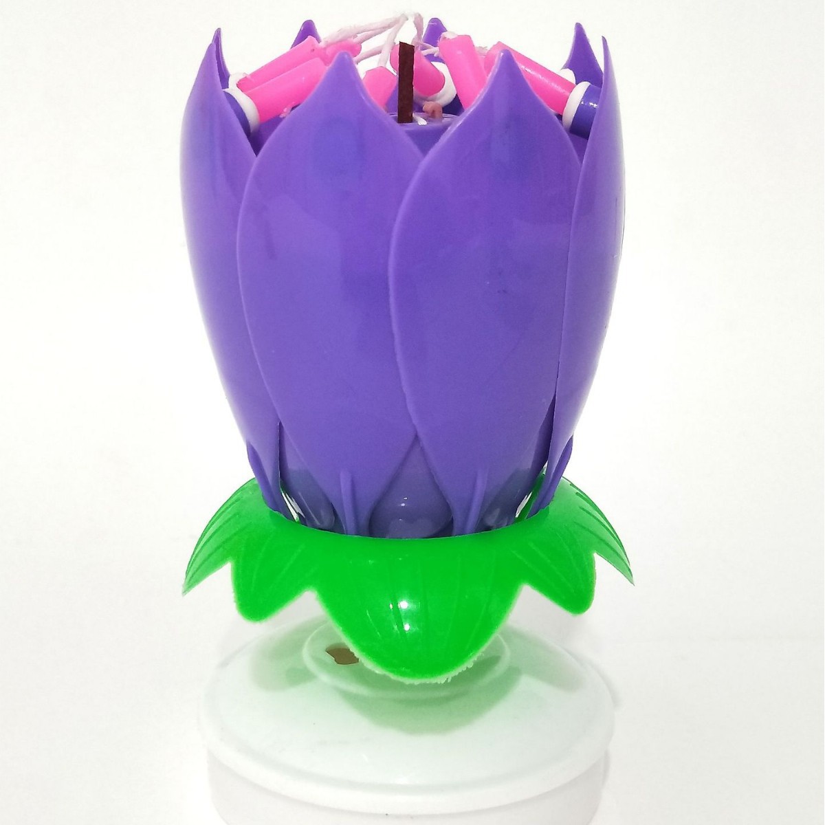 Vela de cumpleaños electrónico Lotus doble capa floración rotación cumpleaños fiesta atmósfera pastel decoración creativa música vela