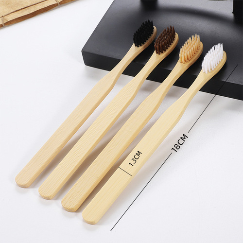 Bamboo Toothbrush Amazon AliExpress Cross-border Wood Brush Original Bamboo Eco Square Handle Bamboo Toothbrush Soft Bristles Dentifrice Cleaning Brush