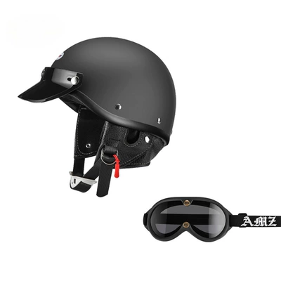 Motosiklet dəbilqələri — Japanese Style Retro Cruise Motorcycle - xs-matt-black-black-new-goggles-free-shipping-by-sf-express