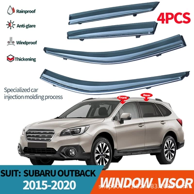 For Subaru Outback Sunny Rain Bender Subaru Outback 2015 Window visors (Rain shield) - black-translucent-4pcs-subaru-outback-2015-2019thickened-with-silver-bright-terms-suitable-for-cross-border-batches