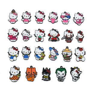 Cross-border Hot-selling Cartoon helloKitty Collection Jewelry Hello Kitty Alloy Oil Drop Pendant Accessories
