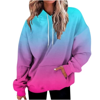 跨境时尚新款女连帽卫衣3D印花长袖女士外贸宽松女士休闲卫衣外套