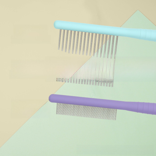 Pet grooming comb, cat-specific deshedding brush, anti-tangle dog comb with dense pins, detangling rake-style dog brush