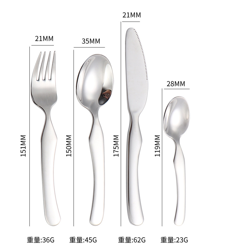 304 cuchillos de acero inoxidable para niños cucharas de dibujos animados creativos cubiertos de acero inoxidable para niños set de cuatro piezas para comida occidental pequeños regalos