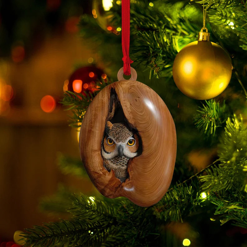 Nuevos búhos transfronterizos, osos, adornos de Navidad, colgantes de árbol de Navidad, colgantes de acrílico de impresión plana 2D