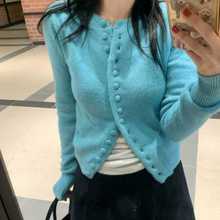 软糯单排扣修身毛针织开衫
