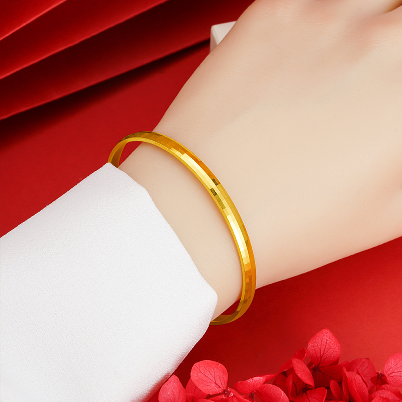 Internet celebridad mosaico pulsera anillo interior curvado mujer imitación oro moda geométrica collage joyería a juego no se desvanece