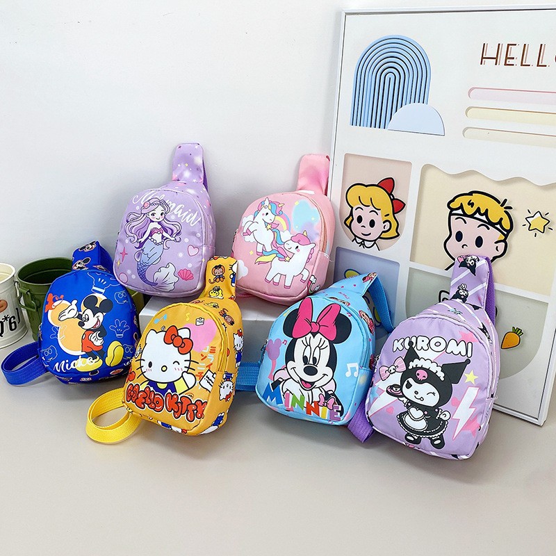 2024 New Children's Cartoon Chest Bag Trendy Cool and Easiest for Match Crossbody Backpack Going Out Storage Bag Coin Purse Foreign Trade