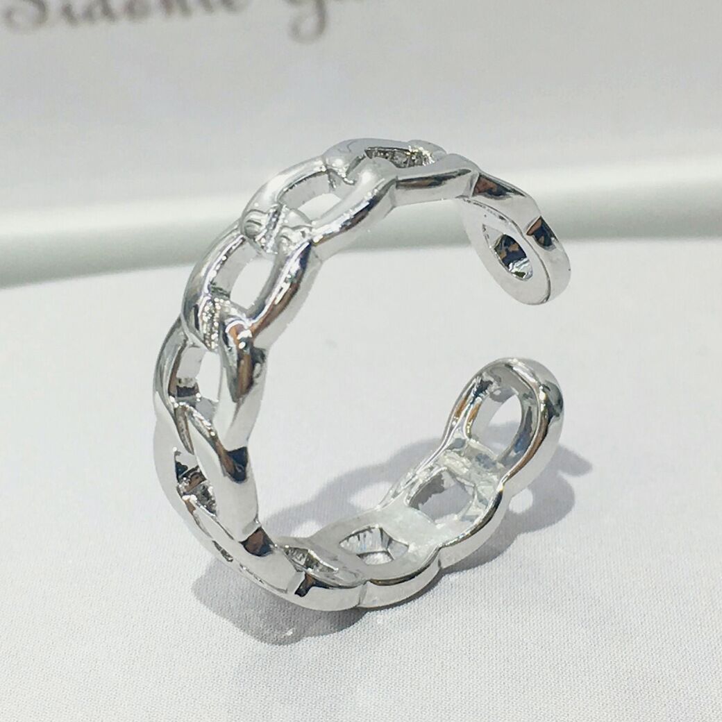 Vintage Mobius Open Ring For Women Simple Silver Stackable Band_voghion.com