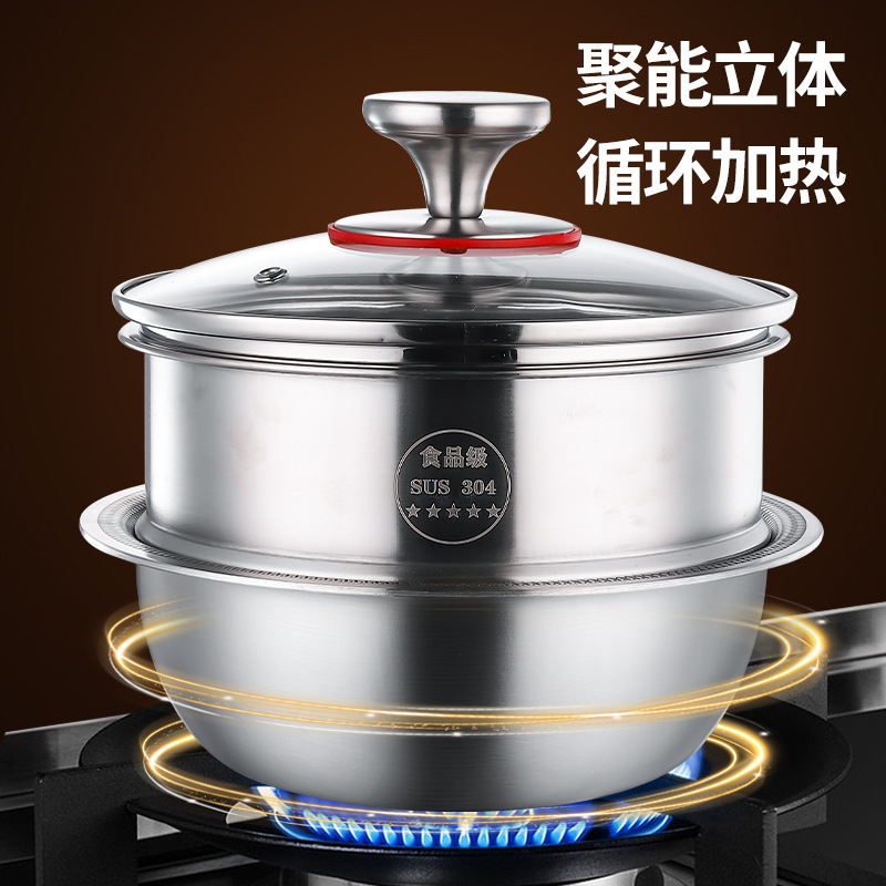 Fábrica al por mayor 304 olla de acero inoxidable tazón de arroz comercial espesado panal multi-funcional antiadherente sopa al vapor caliente olla