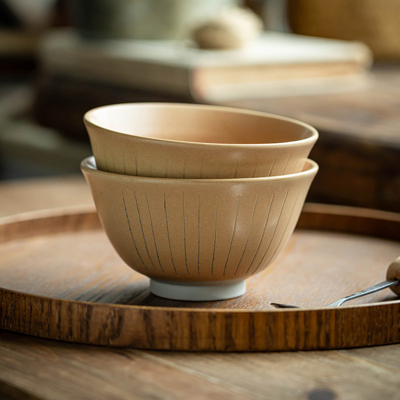 Tacos de arroz de cerámica retro creativos para el hogar, tazón de sopa, tazón de desayuno, tazón de ensalada, tazón de arroz de color sólido al por mayor