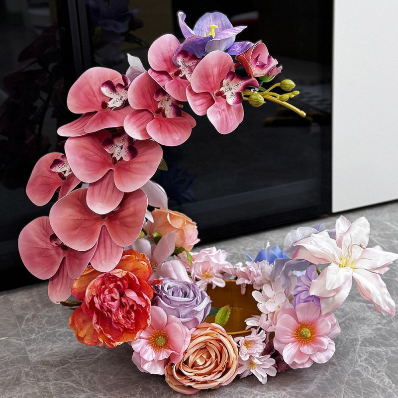 結婚式の造花装飾結婚式の靴のディスプレイ高価値造花ブリキの箱靴ラック結婚式の装飾品|undefined