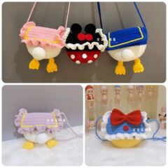 ドナルドダックお尻バッグ DIY 手織り素材バッグ斜めかぎ針編み自家製クリエイティブかわいいガールフレンドギフト