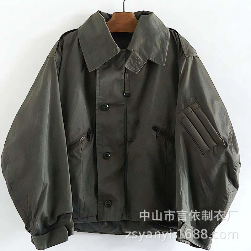 Британская ретро-военная зеленая свободная модная куртка с верхним лацканом