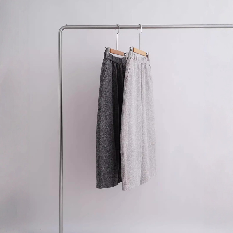 Fully Sewn Lining, Yarn-Dyed Wool and Linen Soft Dark Stripesd Cocoon Wide-Leg Pants