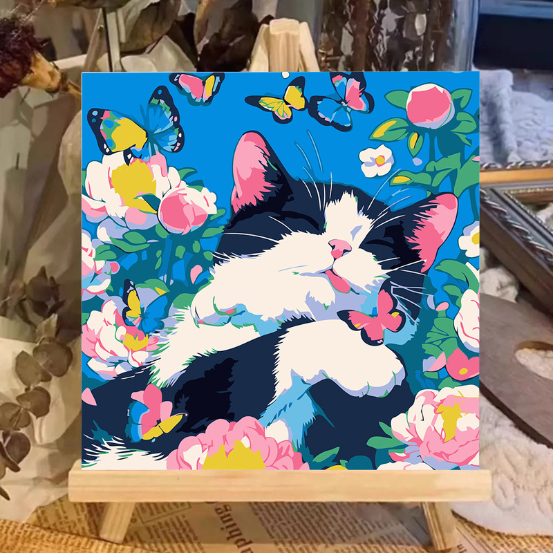 子猫デジタル油絵 diy 着色かわいい漫画動物手作り子供のシンプルな油絵装飾卸売|undefined