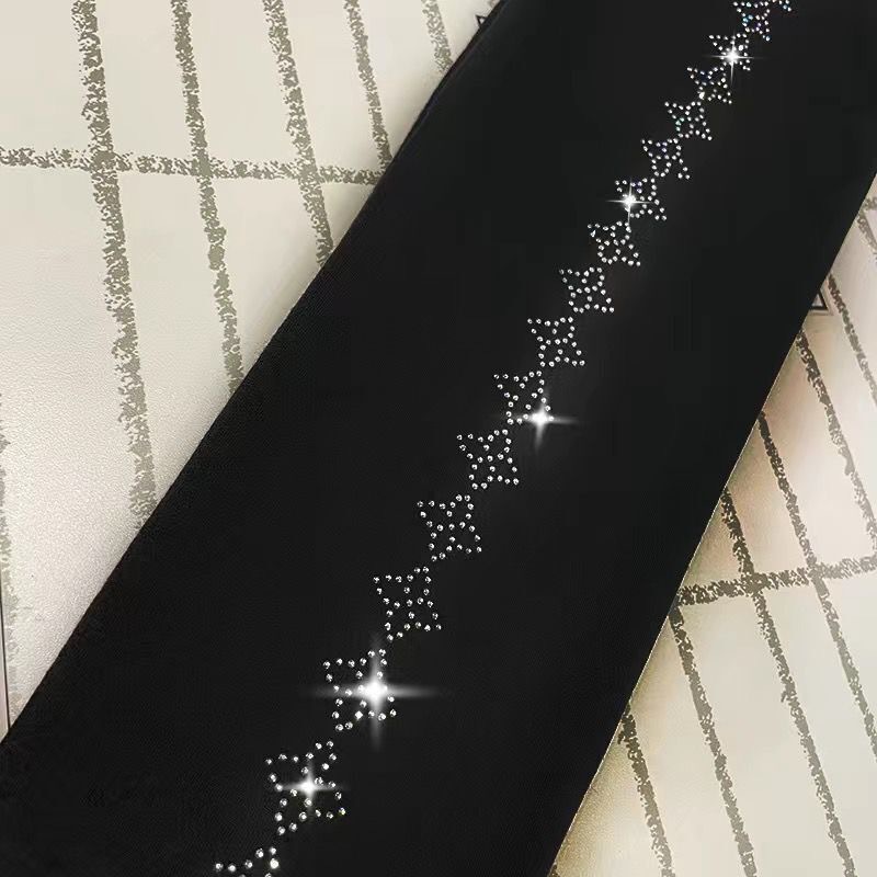 Leggings ajustados de modal, estilo grueso con adornos de pedrería resistentes, leggings de cintura alta para mujer, estilo delgado para uso exterior.