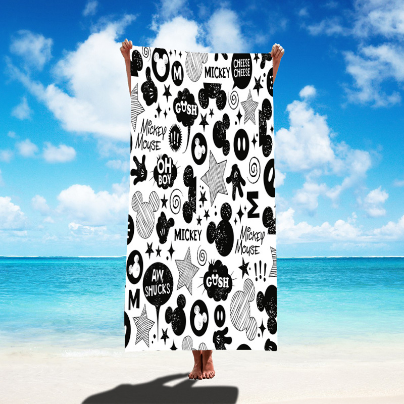 Foreign Trade Fairy Tale Mickey Minnie Microfiber Towel Cloth Miaomiao House Mickey Mouse Beach Towel Anti-sand Bath Towel