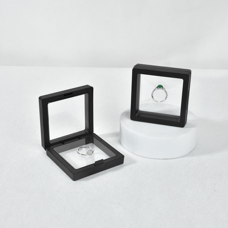 Collar auriculares caja de regalo transparente caja de anillo caja de embalaje cubierta de cielo caja de joyería de patrón artístico una pieza