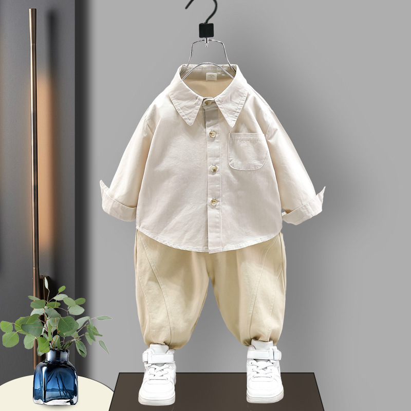 4283 traje de ropa de otoño para niños 2023 nuevo estilo occidental Bebé Suéter para niños chaleco camisa conjunto de tres piezas bebé primavera y otoño