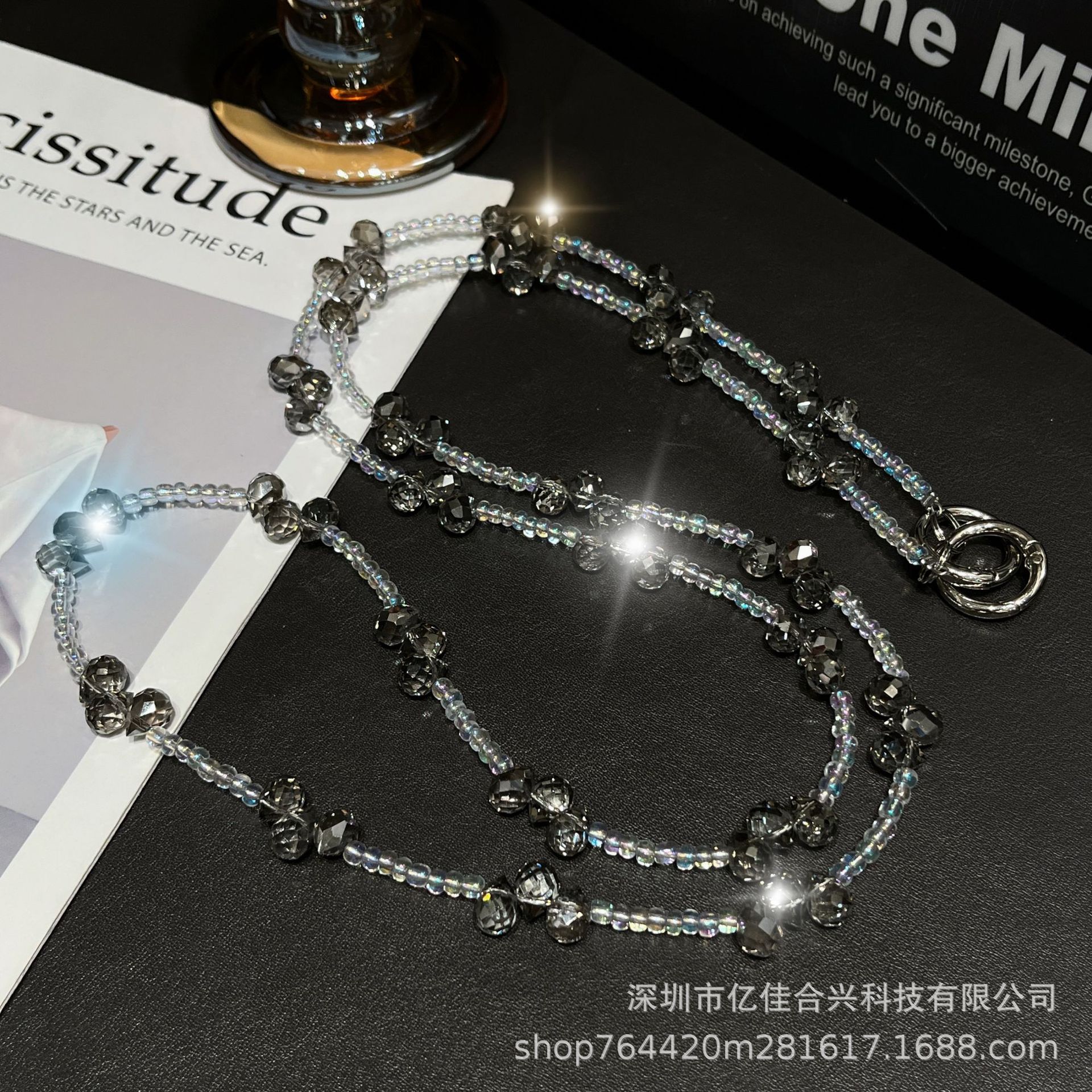 Cordón de teléfono móvil de todo fósforo, mensajero, gota de agua, cristal, cuentas creativas, cadena de teléfono móvil para mujer de alta gama, colgante de cadena