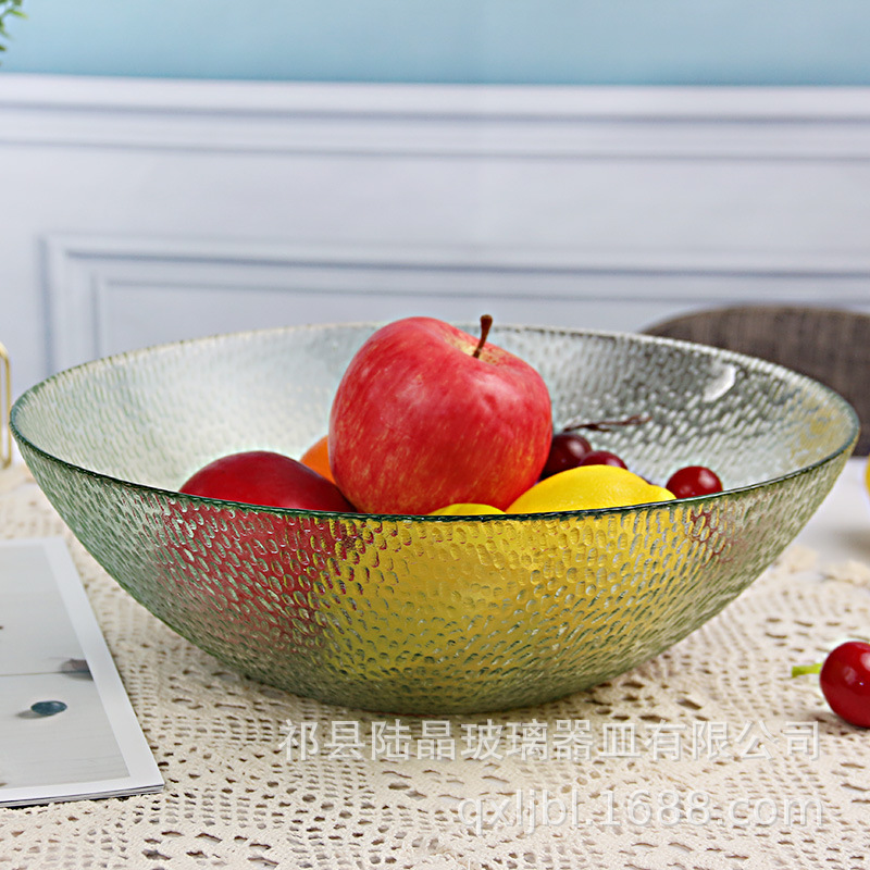 Creativo colorido Punto de cáñamo ensaladera tazón de fruta tazón de vidrio tazón de sopa tazón de postre sala de estar plato de fruta de alto aspecto