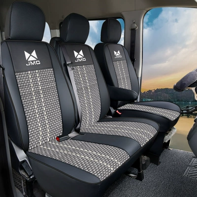 Deyi Bosheng Ice Silk Seat Cover, Modelə uyğun (Original) oturacaq örtükləri - leather-ice-silk-gray-a-set-of-3-sitting-in-the-front-row
