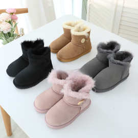 儿童羊皮毛一体儿童雪地靴亲子款纯羊皮女童靴子保暖羊毛厂家直发