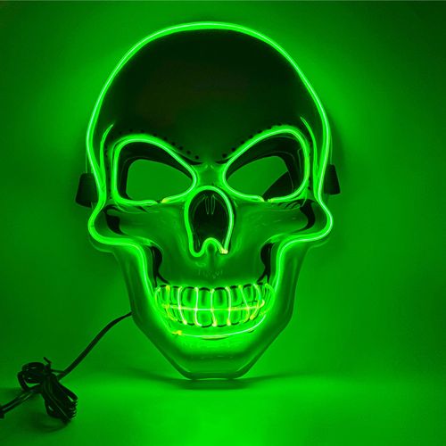 PVC white skull mask led mask Halloween luminous mask EL cold light mask gift luminous mask