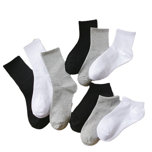 Men's Black and White Grey Mid-Calf Cotton Socks for Men and Women, Casual Unisex High Elasticity Four Seasons Thin Socks for Men, Sports Socks