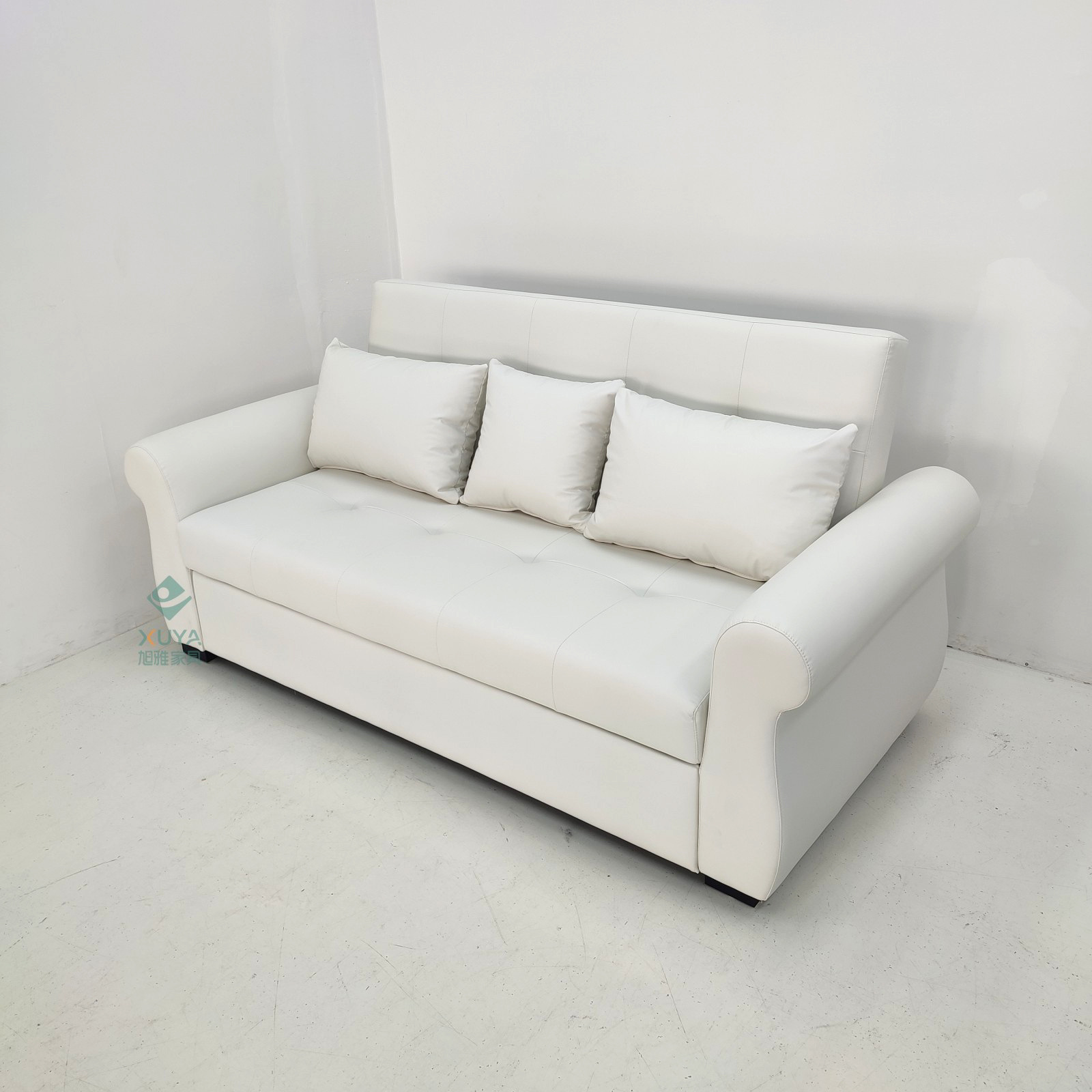 Art de cuero multifuncional blanco moderno simple sofá cama plegable sala de estar dormitorio 1 apartamento pequeño peine de casa