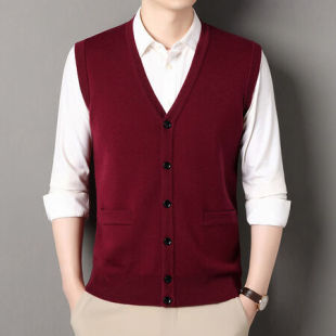 2024 Autumn and Winter New Wool Blended Thickened Knitwear Open Back Autumn and Winter Cardigan Dad's Wool Sweater Gift
