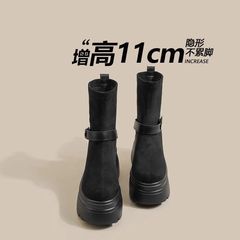 内增高马丁靴女高跟2025秋季新款厚底短靴子粗跟弹力靴增高瘦瘦靴