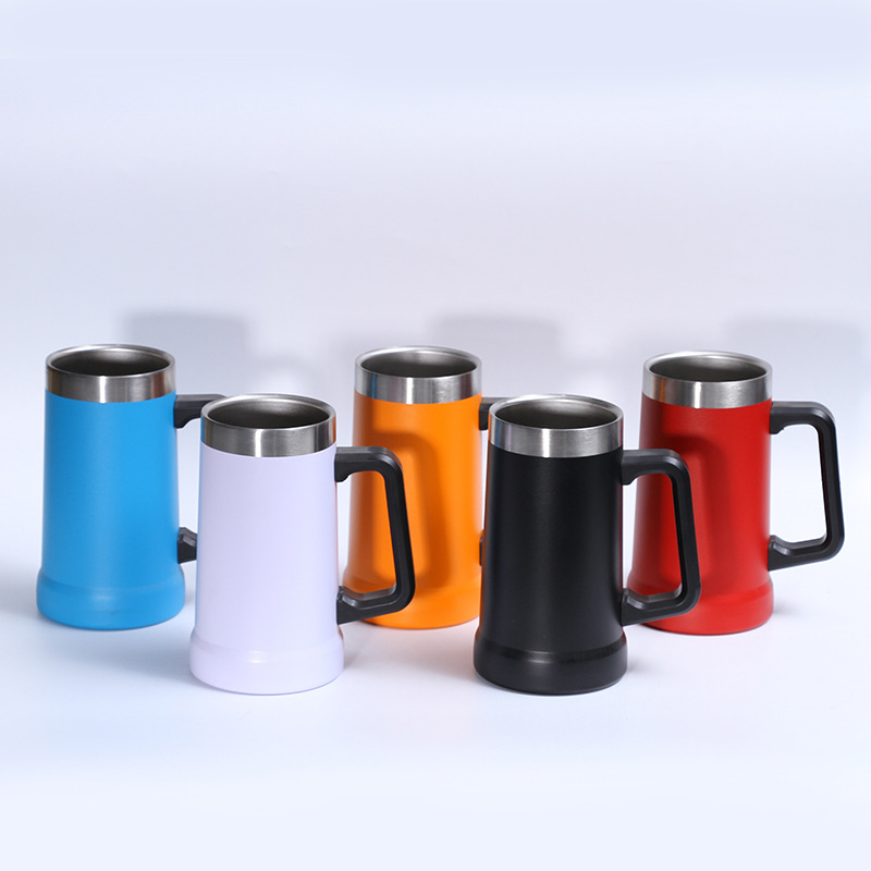 Transfronterizo 24oz taza de vacío de acero inoxidable taza de cerveza de vacío de doble capa con mango taza de coche portátil al aire libre