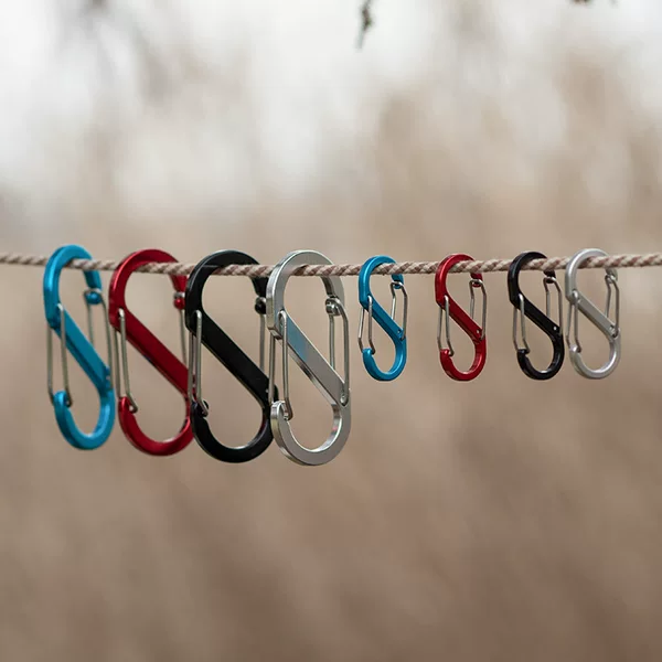 Outdoor S-Shaped Aluminum Alloy Carabiner Multifunctional Figure-Eight Buckle Climbing Hook Quick-Release Keychain Hook Water Bottle Clip Backpack Clip