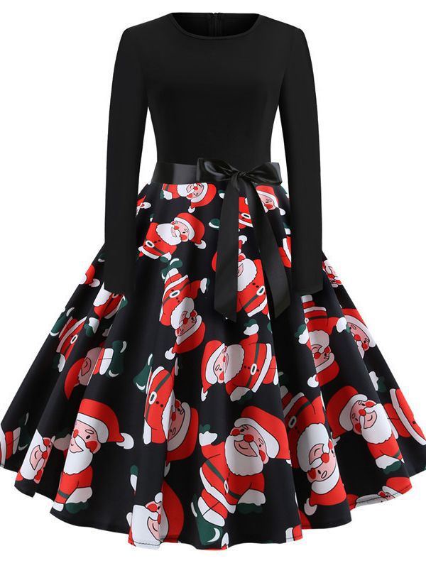 Retro Christmas Printed Dress Image 7