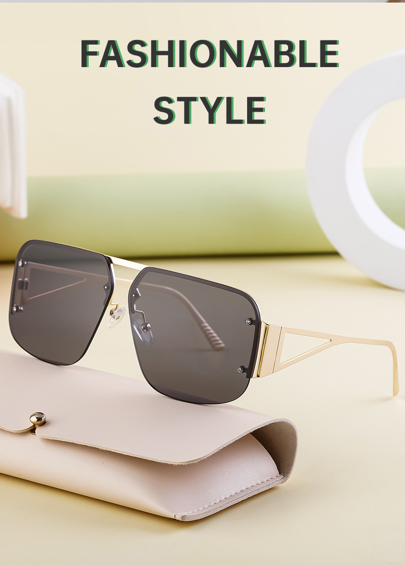 Sunglasses Unisex European Style Frameless Rectangular Shades_voghion.com