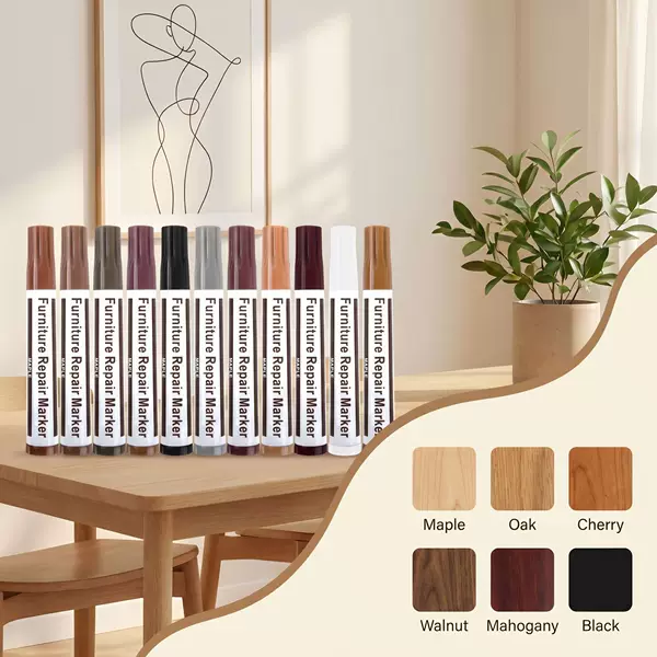 Furniture Touch-Up Paint Marker Pen Set for Repairing Scratches on Solid Wood and Composite Wood Flooring, Wood Grain Furniture Scratch Repair Paint Pen Set