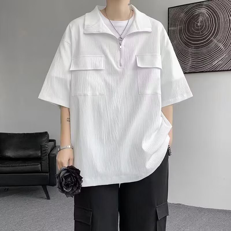 Camisas de ropa de manga corta con solapa, camisetas de moda de verano para hombres, camisetas coreanas, tendencia delgada, 2025 nuevo estilo universal