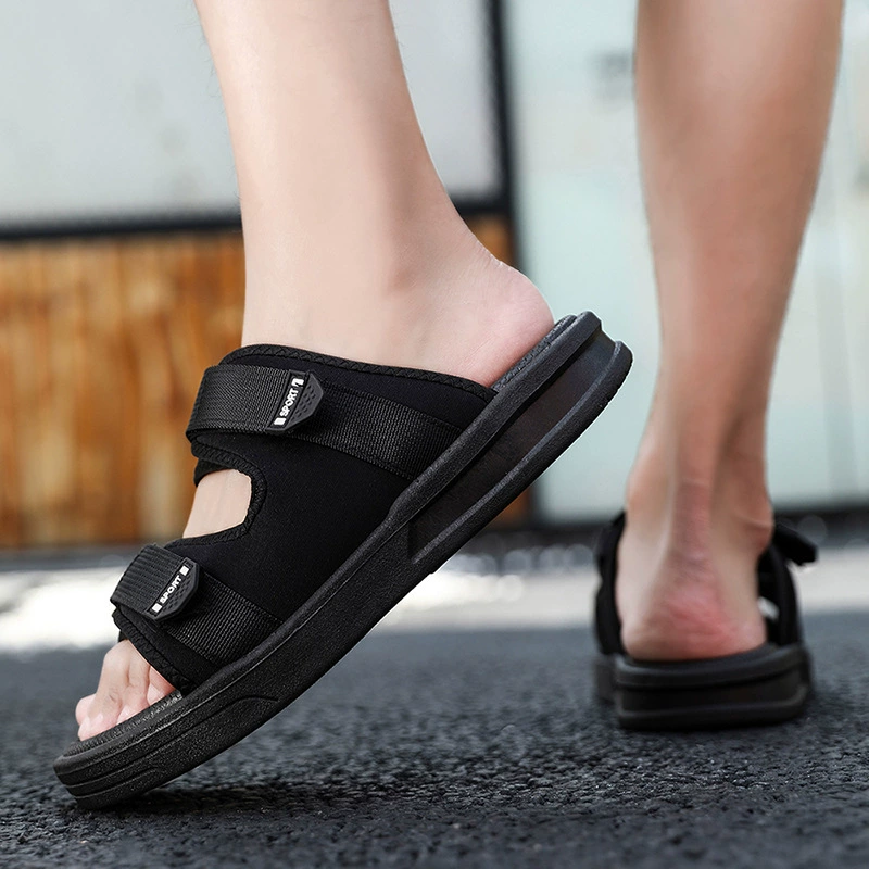 Мужские тапочки на липучке, новинка 2024 года, летняя верхняя одежда, модные мужские тапочки, молодежные пляжные сандалии