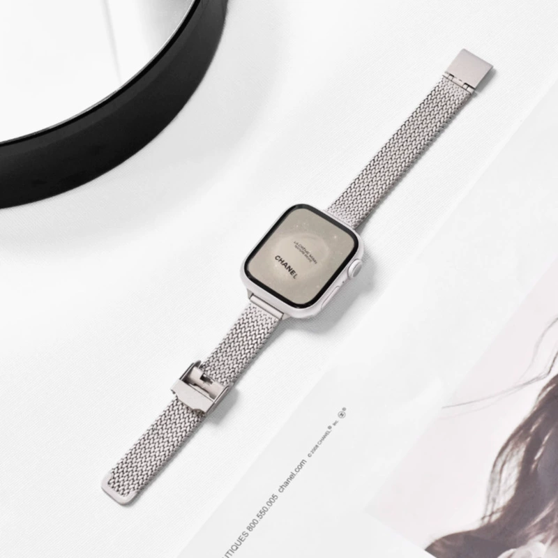 Подходит для Apple iWATCHSE3456789 поколения Xiaoman пояс пшеничный ухо магнитное поглощение человеческий характер сеть металлический ремешок часов