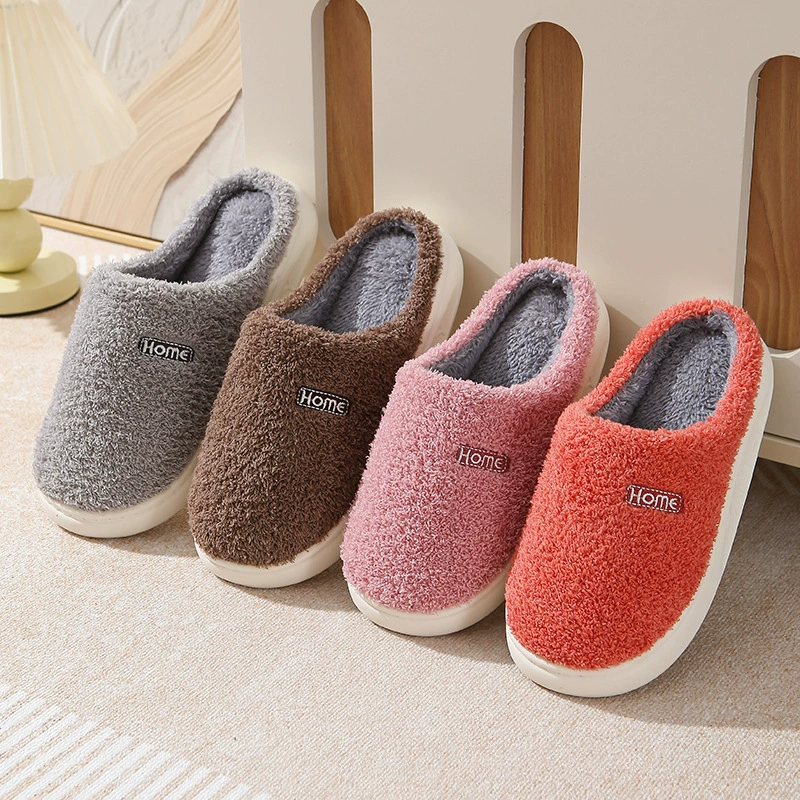 Новый осенний и зимний дом плюс бархат в помещении пара утолщенный дно, противоскользящие теплые волосы, тихие хлопчатобумажные тапочки для женщин оптом