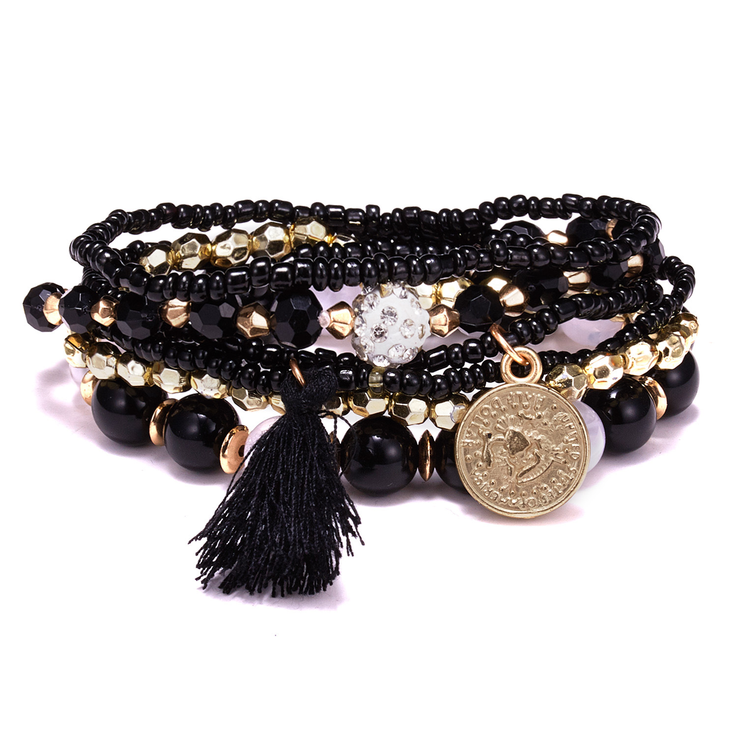 Casual Bohemian Human Round Alloy Seed Bead Beaded Tassel Plating Women's Bracelets display picture 13