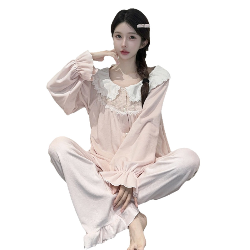 海岛绒睡衣女秋冬新款甜美公主风长袖套装双面绒加厚家居服|undefined
