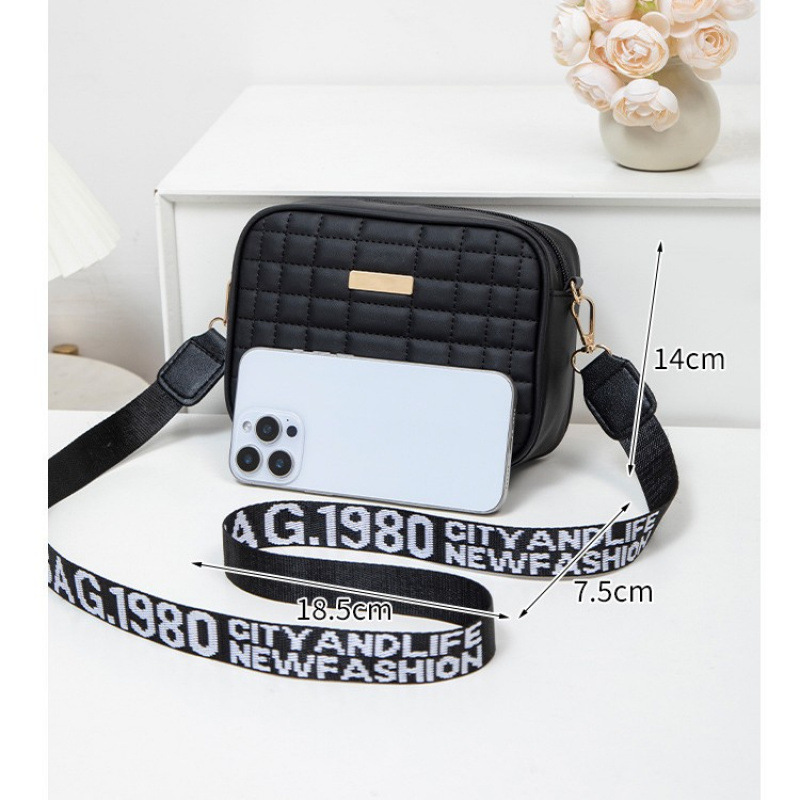 Bolsas de cámara de bordado a cuadros de moda 2025 bolsas de damas simples con sequillas decoraciones de color sólido bolso de mujer