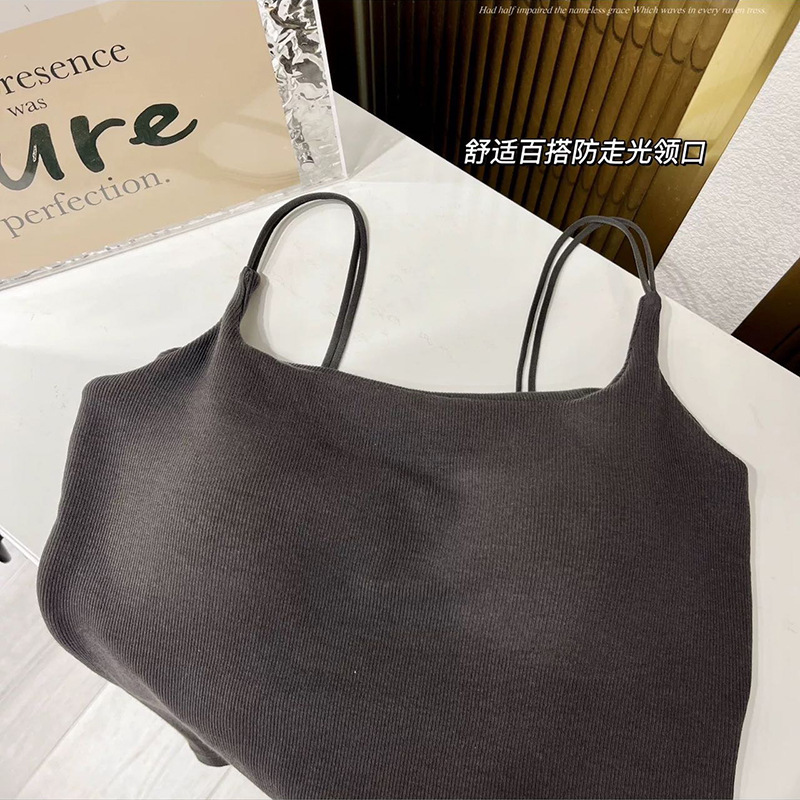 秋冬新款山茶花养护磨毛保暖吊带背心乳胶固定杯双肩带美背内衣女|undefined