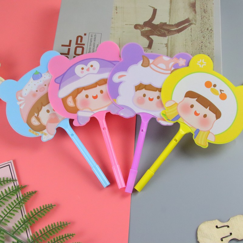 Dibujos animados bebé ventilador pluma pequeña papelería fresca estudiante bolígrafo kindergarten niños Premio regalo al por mayor