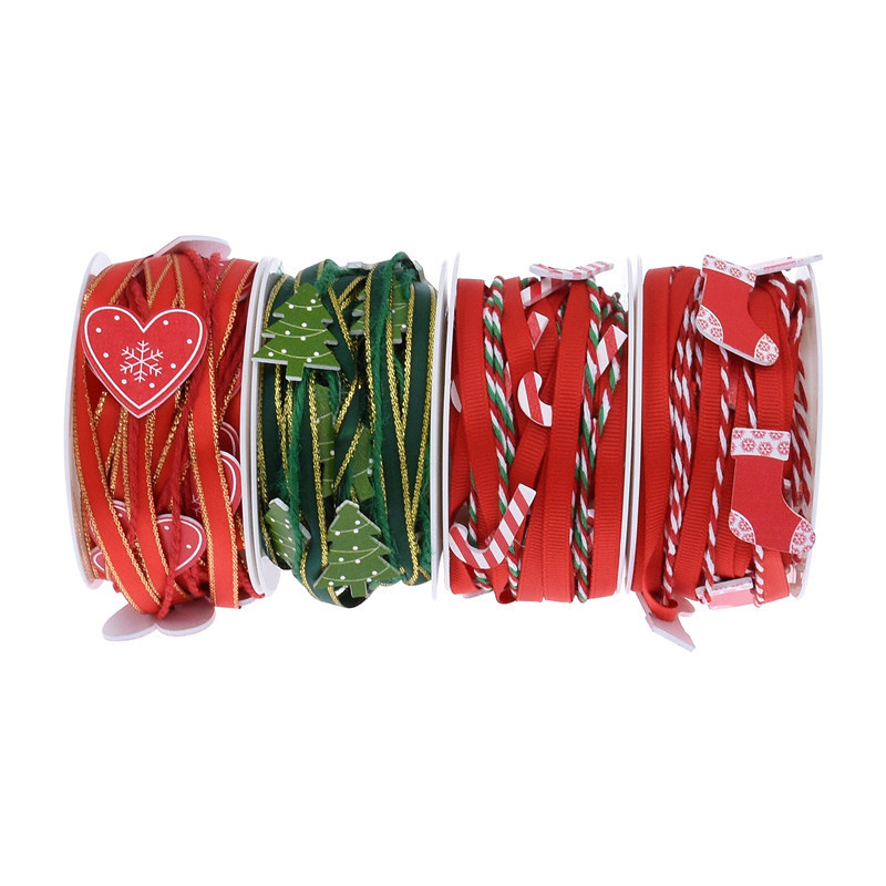 Transfronterizo Amazon nueva cinta decorativa hecha a mano Navidad DIY muleta calcetines árbol de Navidad cinta decorativa 5 M